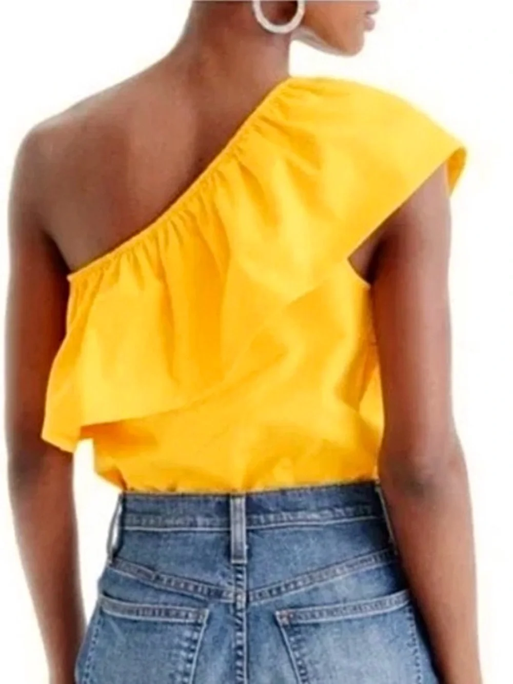 J. CREW one-shoulder ruffled 100% cotton top